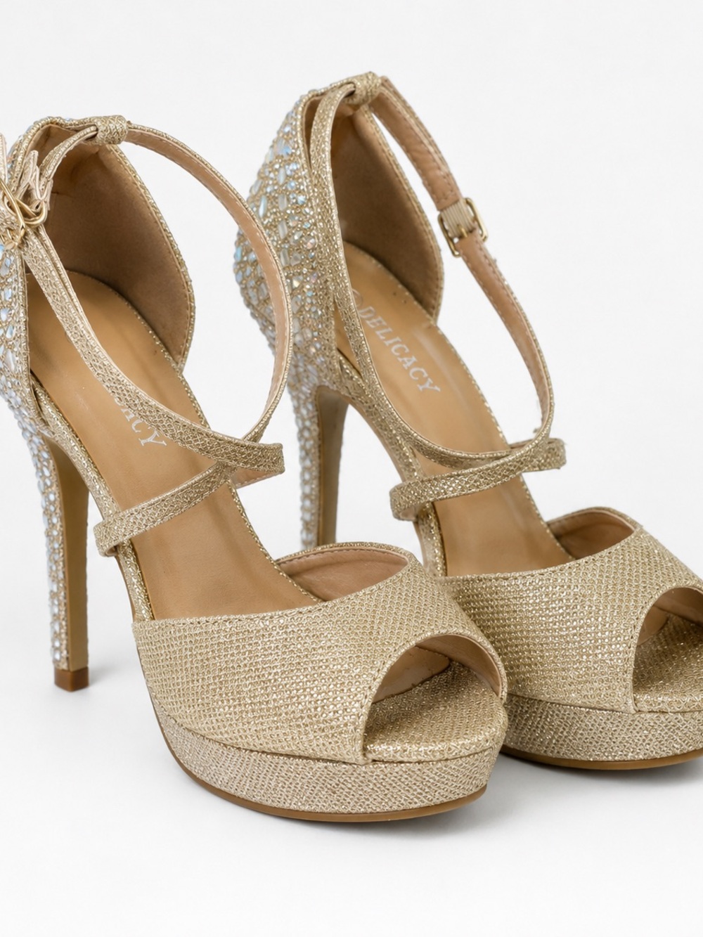 Gold Glitter Rhinestones Heels